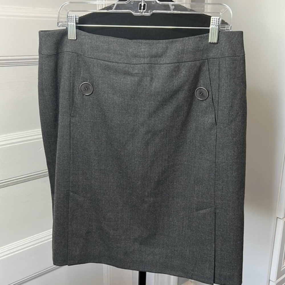 TALBOTS WOMENS GREY WOOL SKIRT SIZE 14 PETITE